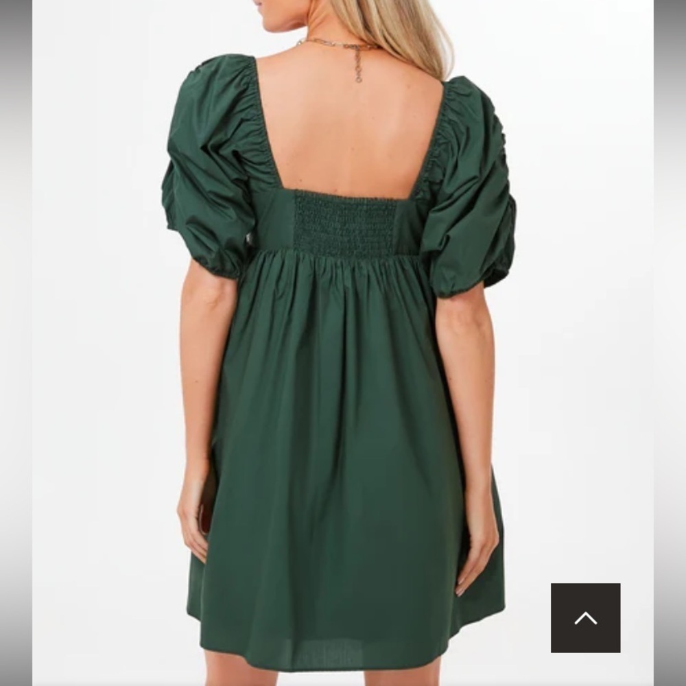 Hyacinth House emerald green puff sleeve Sasha mini dress. Size Large - Picture 5 of 10